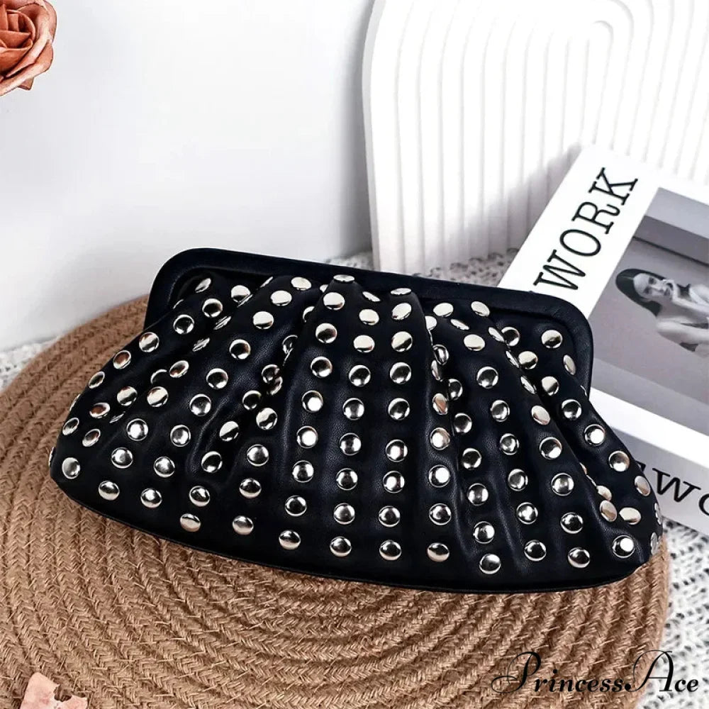 Stylish Rivets Dark Clutch Wristlet