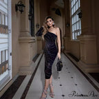 Stylish Single-Shoulder Crystal Slimming Gown Prom Gown