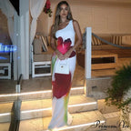 Stylish Single Shoulder Open Back Long Floral Gown