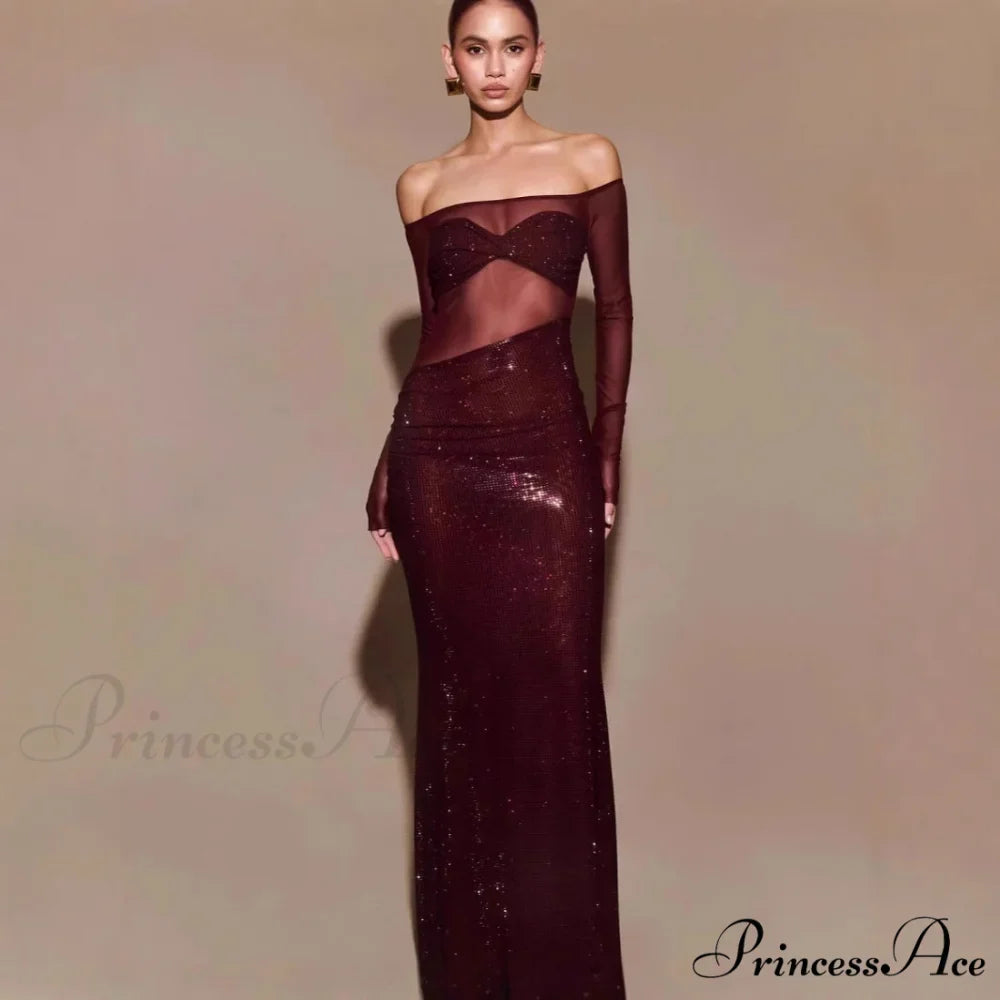 Stylish Single-Shoulder Sparkling Fitted Prom Gown