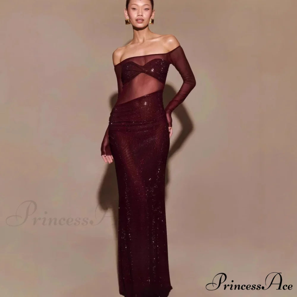 Stylish Single-Shoulder Sparkling Fitted Prom Gown