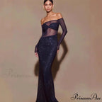 Stylish Single-Shoulder Sparkling Fitted Prom Gown