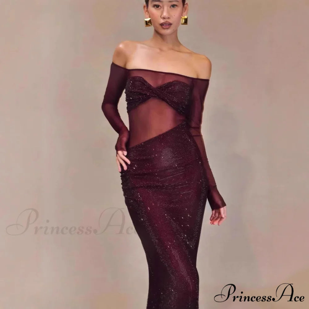 Stylish Single-Shoulder Sparkling Fitted Prom Gown