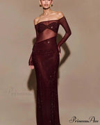 Stylish Single-Shoulder Sparkling Fitted Prom Gown