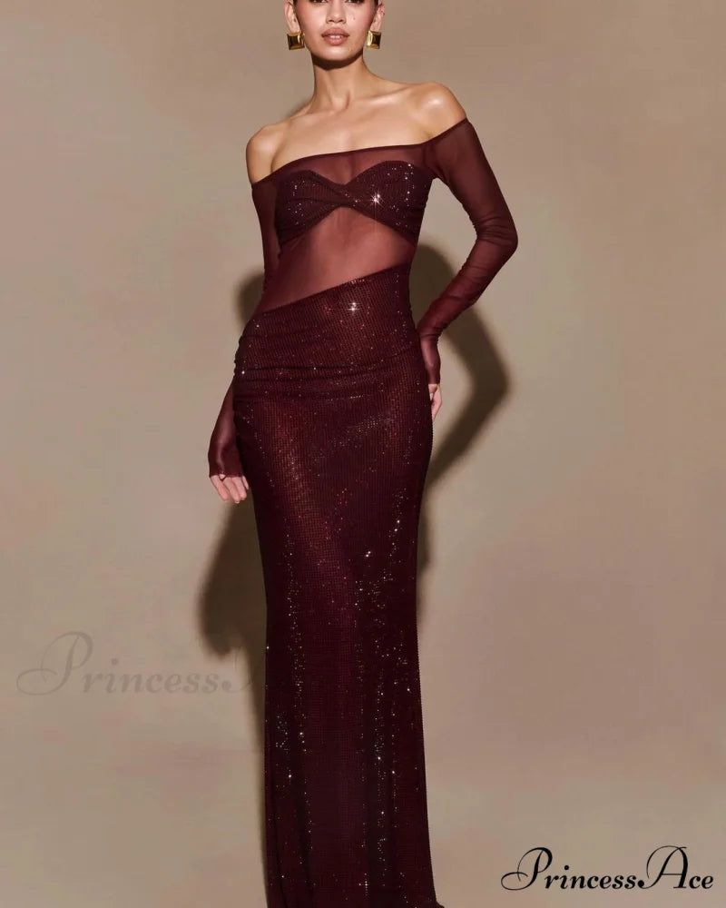Stylish Single-Shoulder Sparkling Fitted Prom Gown