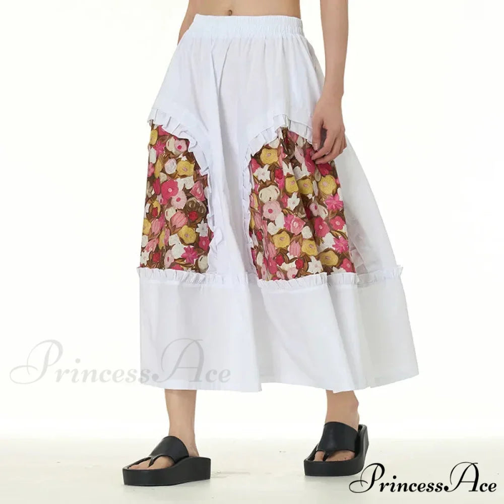 Stylish Skirts All Paired Cotton Romantic Maxi High Waist Frilled