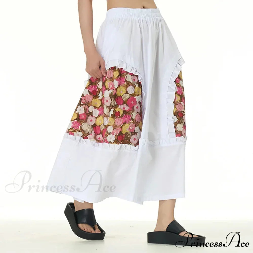 Stylish Skirts All Paired Cotton Romantic Maxi High Waist Frilled
