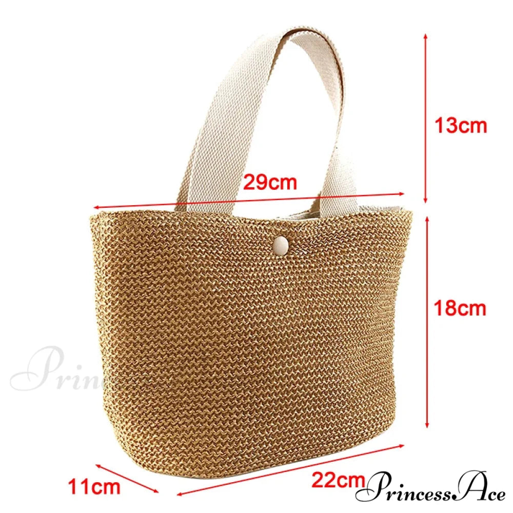 Stylish Straw Woven Beach Informal Top-Handle Shoulder Purse