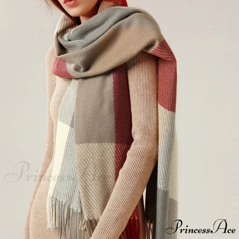 Stylish Tartan Cashmere Winter Scarf