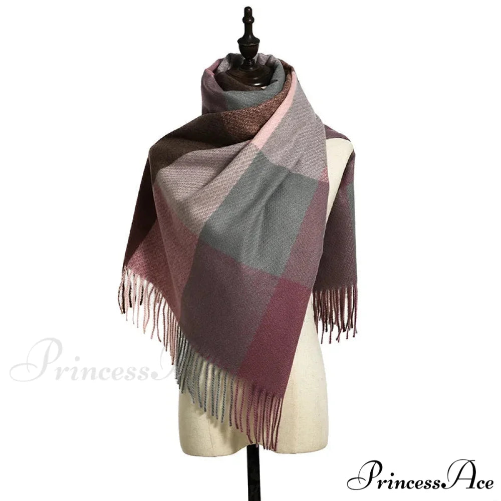 Stylish Tartan Cashmere Winter Scarf