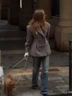 Stylish Tartan Printed Lapel Coat