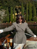 Stylish Tartan Slim Suit Lapel Coat