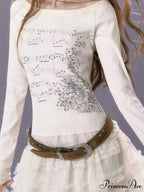 Stylish Trim Fit Versatile Grunge Lace Patch Knit Top