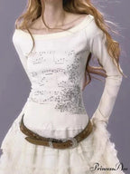 Stylish Trim Fit Versatile Grunge Lace Patch Knit Top