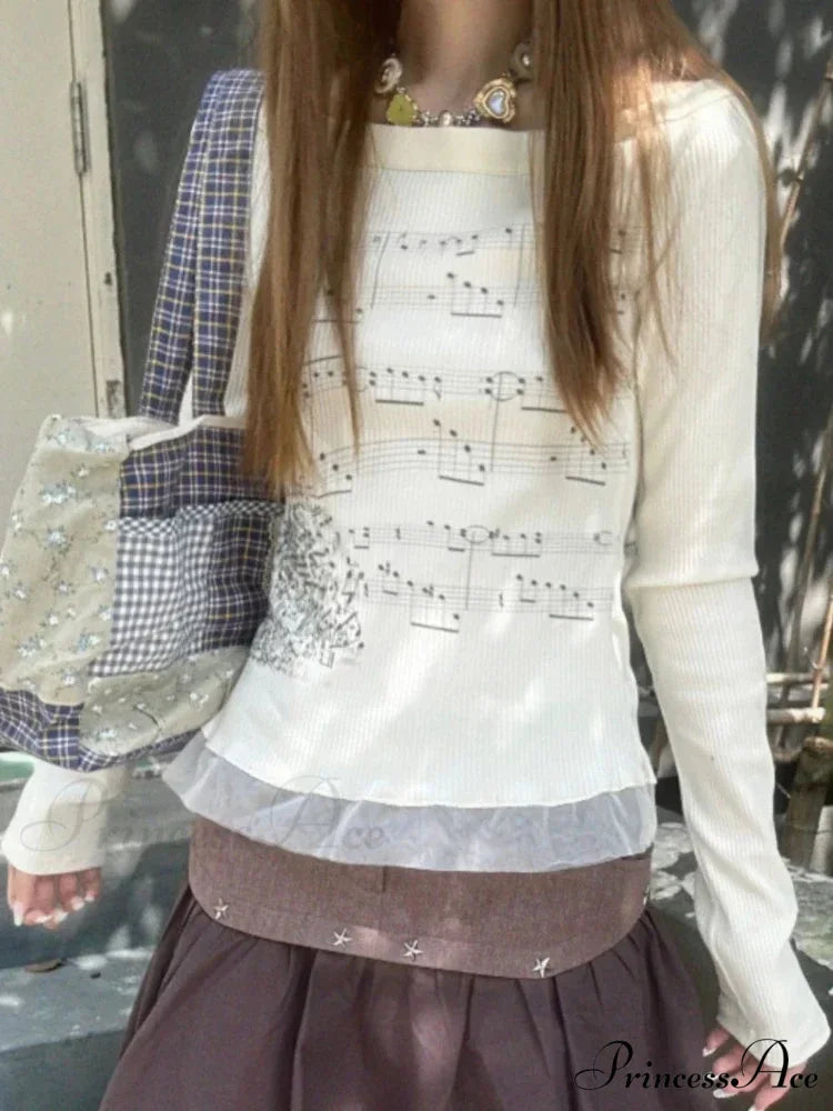 Stylish Trim Fit Versatile Grunge Lace Patch Knit Top