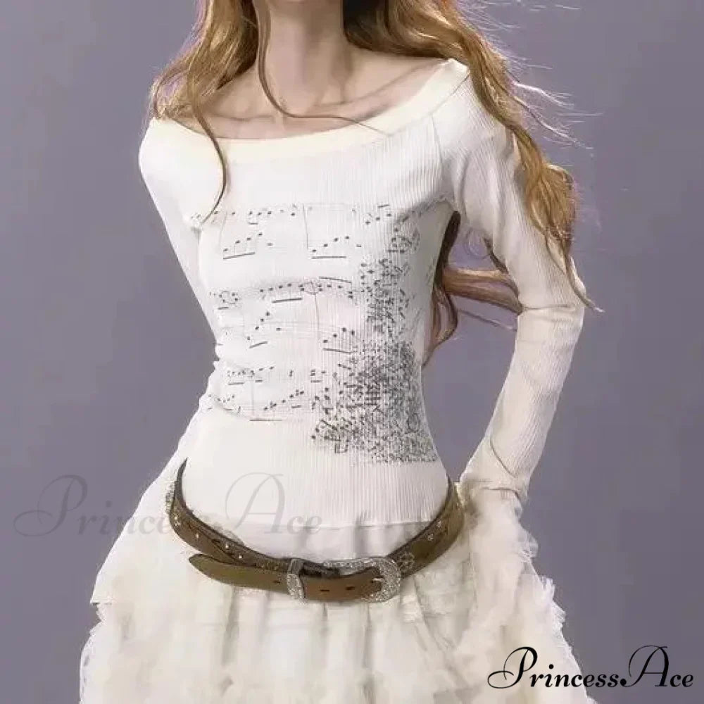 Stylish Trim Fit Versatile Grunge Lace Patch Knit Top