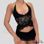 Stylish V Neck Halter Fasten Bandage Crop Top Mini Pencil Skirt Two Pieces Set