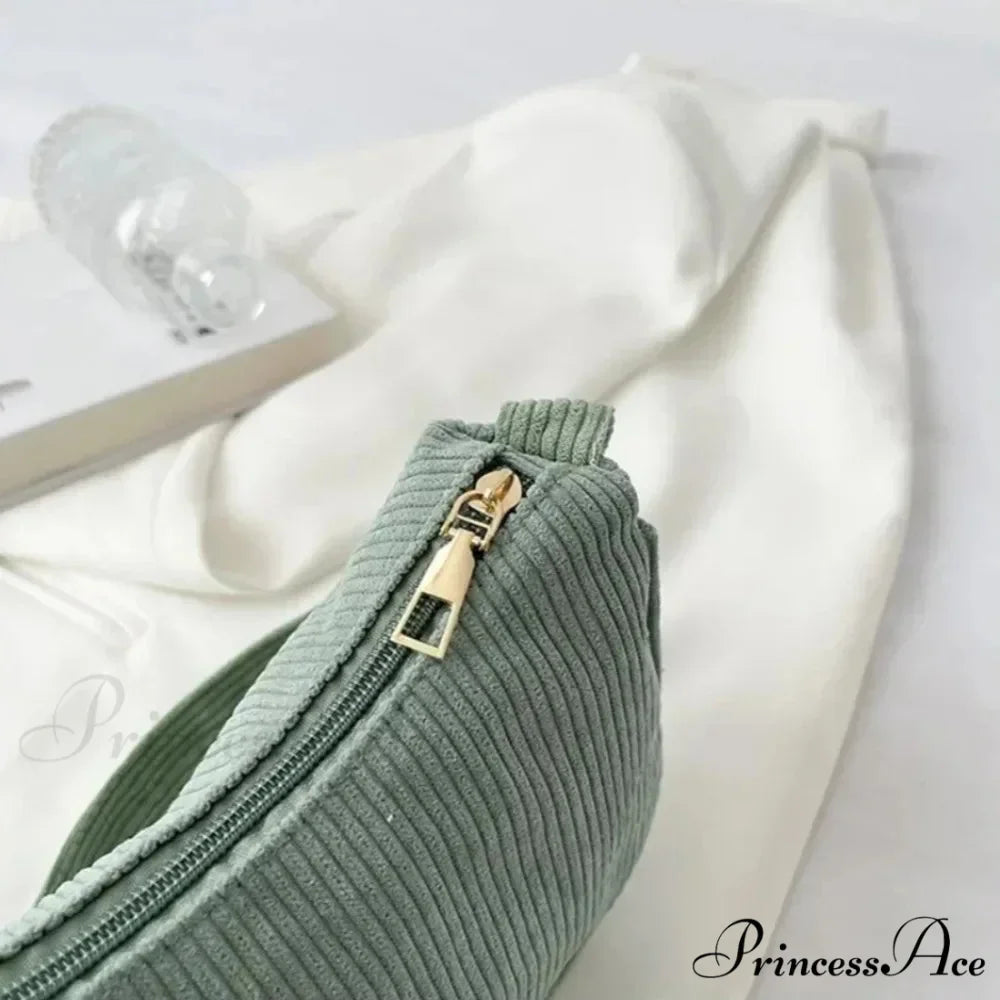 Stylish Velvet Zipper Underarm Shoulder Bag