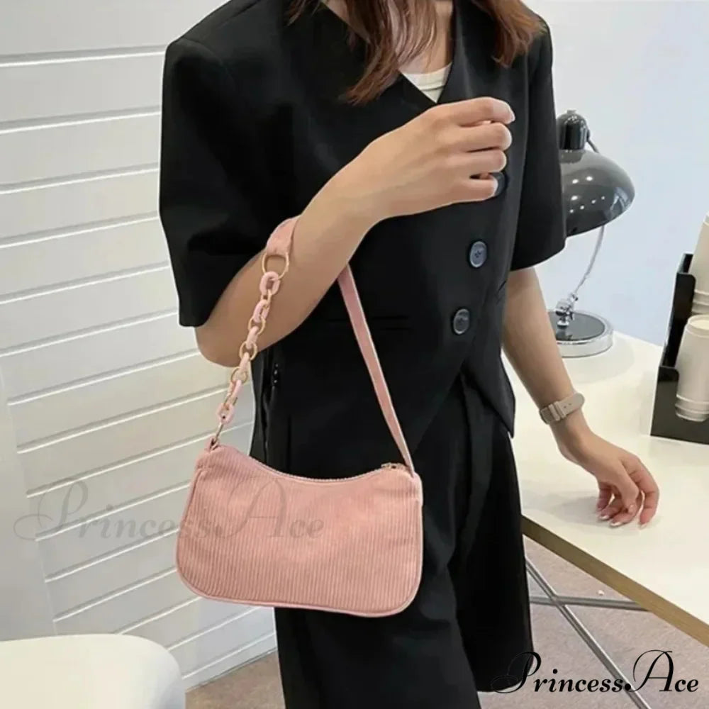 Stylish Velvet Zipper Underarm Shoulder Bag
