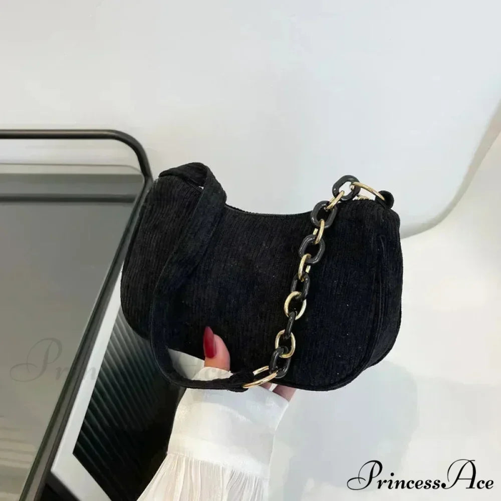 Stylish Velvet Zipper Underarm Shoulder Bag