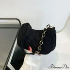 Stylish Velvet Zipper Underarm Shoulder Bag