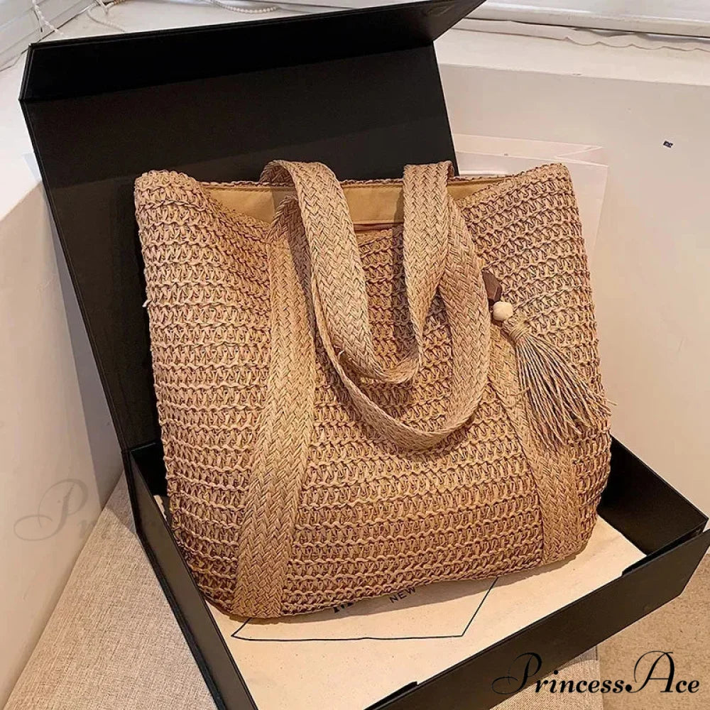 Stylish Women's Straw Woven Shoulder Purse