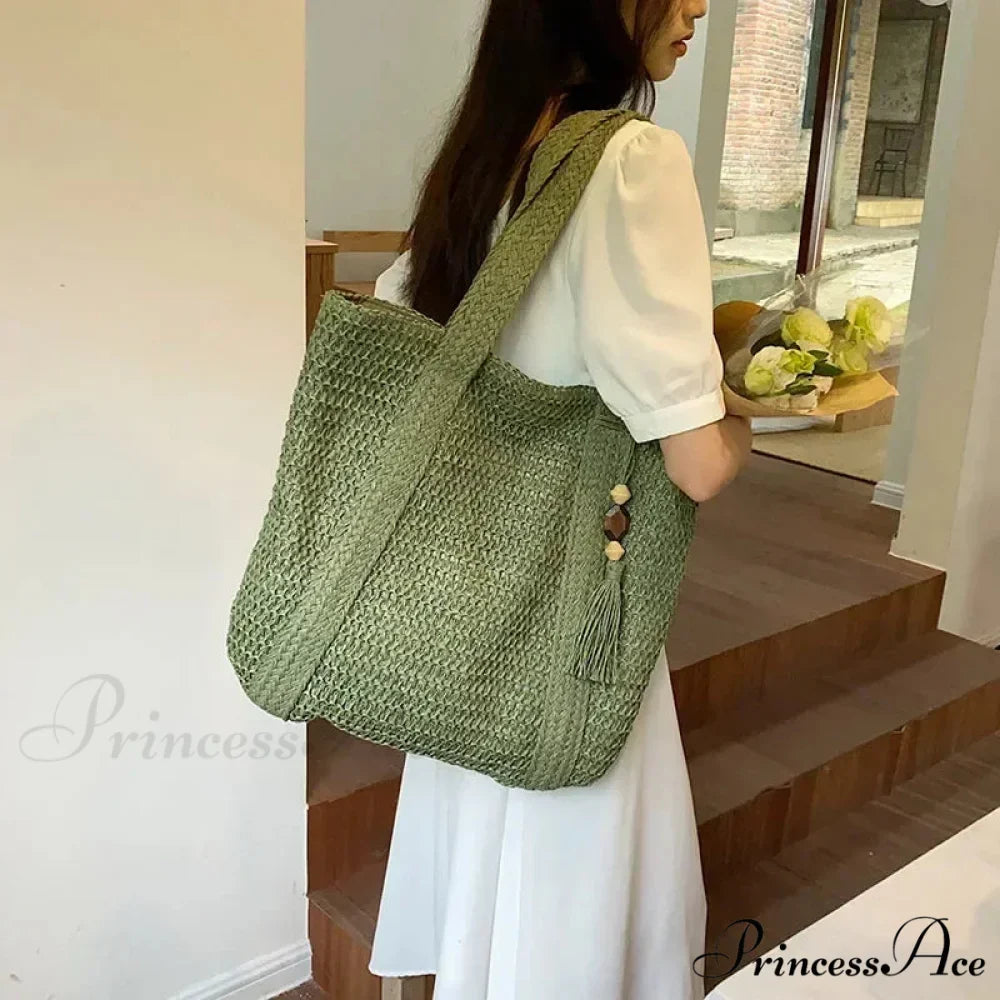Stylish Women's Straw Woven Shoulder Purse