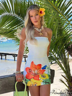 Stylish Y2K Floral Pattern Open-Back Bodycon Dress