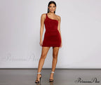 Such A Stunner One Graceful Shoulder Ruched Mini Dress