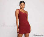Such A Stunner One Graceful Shoulder Ruched Mini Dress