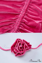 Suede Mock Neck Drawstring Floral Mini Dress