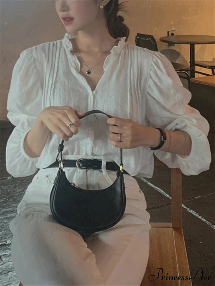 Sugary Balloon Sleeve Generous Retro Blouse