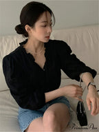 Sugary Balloon Sleeve Generous Retro Blouse