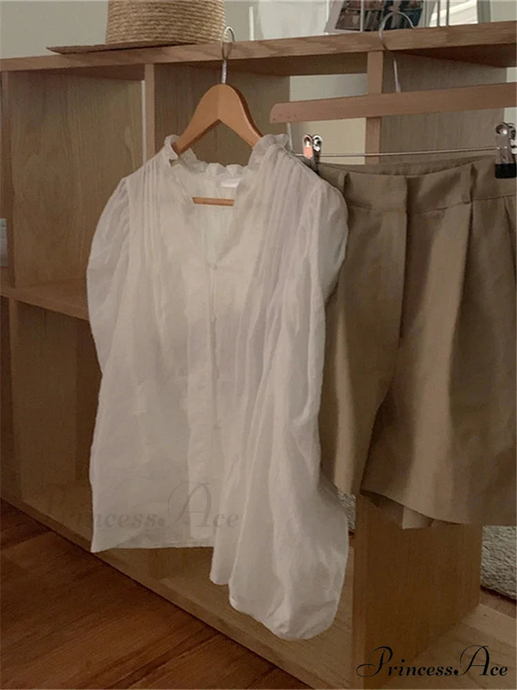 Sugary Balloon Sleeve Generous Retro Blouse