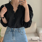 Sugary Balloon Sleeve Generous Retro Blouse