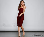 Sultry Chic Stylish Ruched Midi Dress