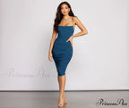 Sultry Chic Stylish Ruched Midi Dress