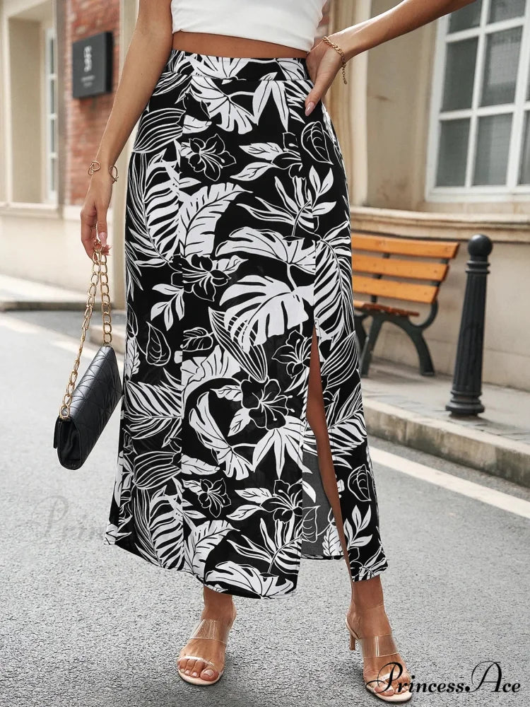 Summer Bohemian Floral Vintage Informal Streetwear Extended Skirt