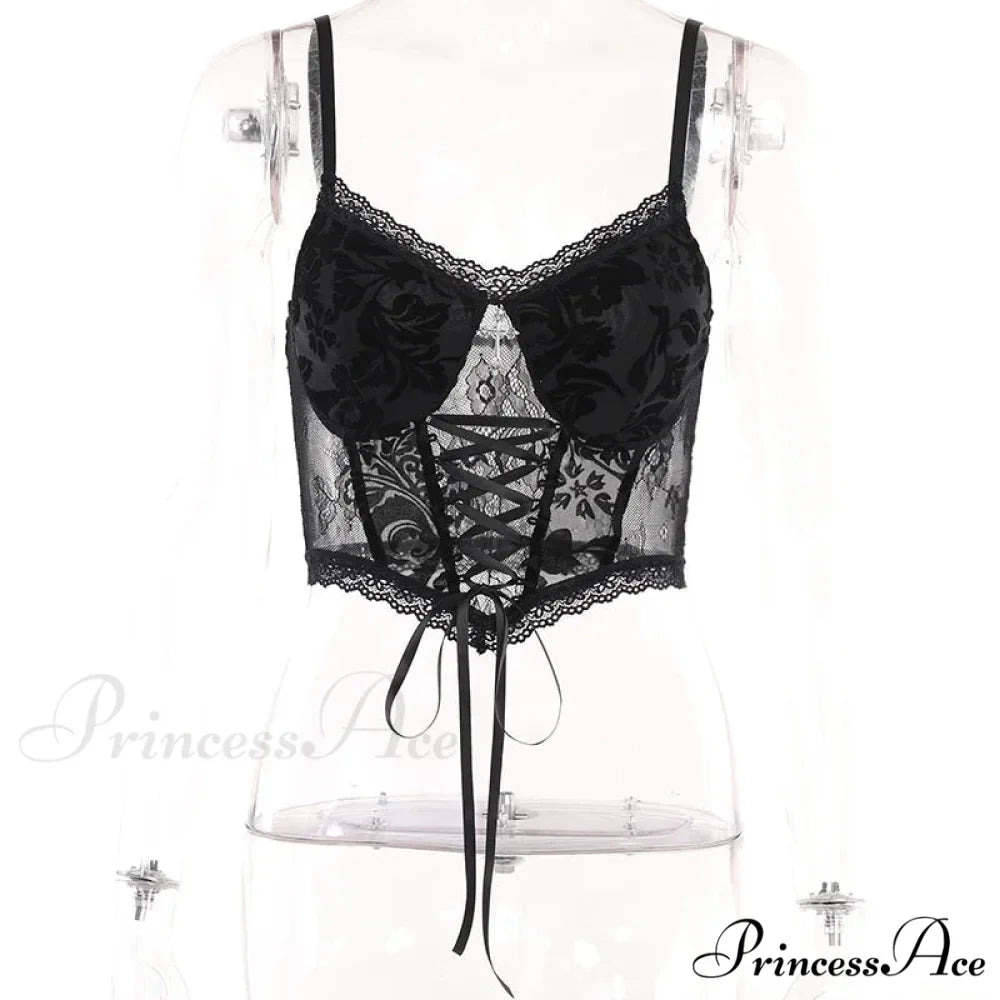 Summer Dark Gothic Lace Suede Sexy Babes Cross Stylish Elegant Trendy Crop Top