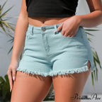 Summer Fashion Women High Waisted Denim Casual Tear Edge Short