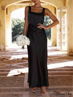 Summer Halter Satin Charming Bridesmaid Prom Midi Dresses