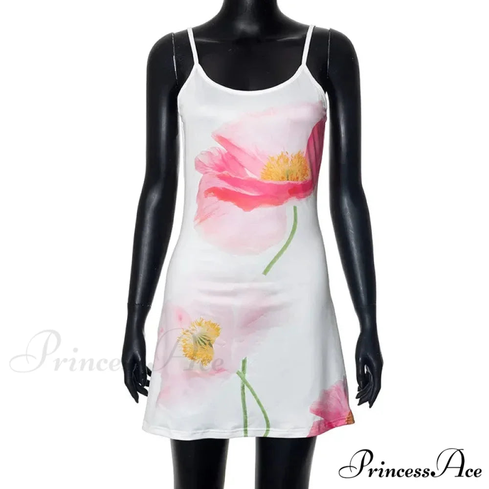 Summer Print Mini Y2K Streetwear Sleeveless Short Floral Dress