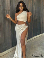 Summer-ready Sleeveless Backless Cut-out Split Gown-style Sensual Maxi Dress