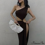 Summer-ready Sleeveless Backless Cut-out Split Gown-style Sensual Maxi Dress