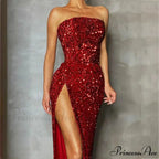 Summer Sequin Sexy High Slit Elegant Christmas Party Dress