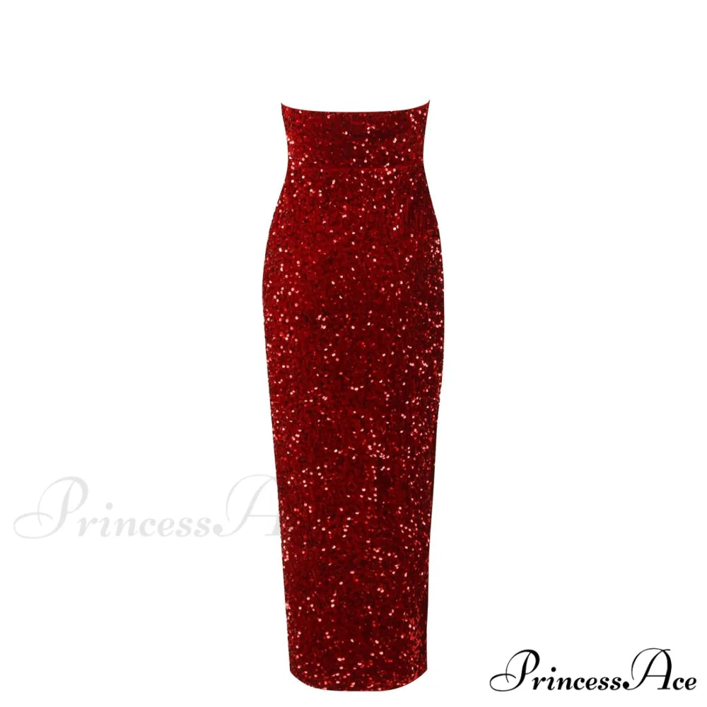 Summer Sequin Sexy High Slit Elegant Christmas Party Dress