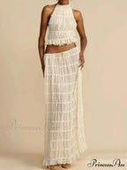 Summer Sexy Sleeveless Backless Top High Waist Skirt Beach Christmas Party Dress