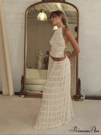 Summer Sexy Sleeveless Backless Top High Waist Skirt Beach Christmas Party Dress