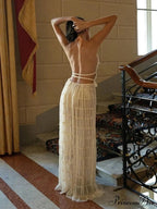 Summer Sexy Sleeveless Backless Top High Waist Skirt Beach Christmas Party Dress