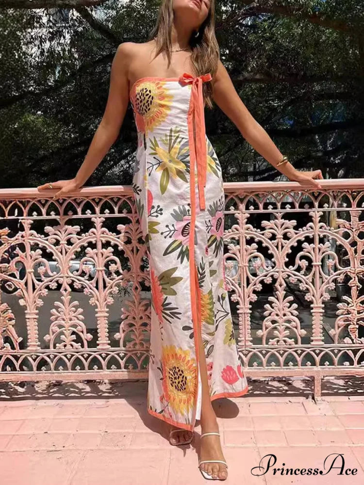 Summer Sexy Split Charming Wrap Printed Dresses